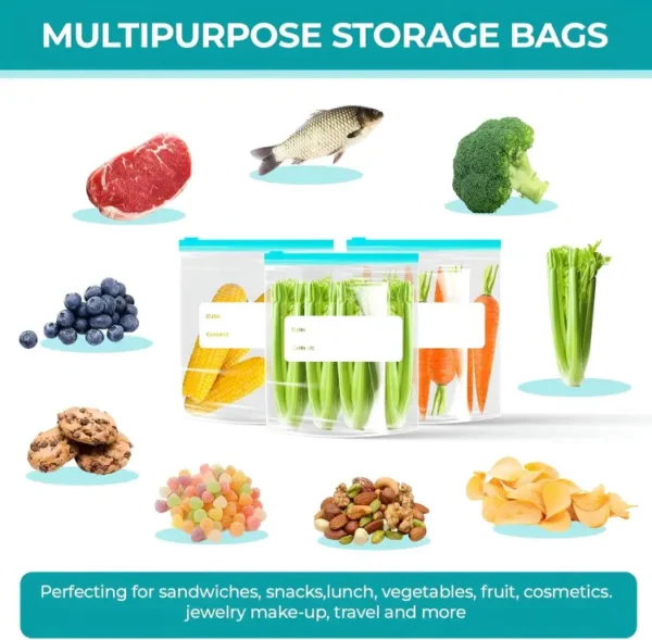 أكياس تخزين الطعام (Freezer Bag): استخدامات أكياس تخزين الطعام للحوم والخضار والفواكه والسناكس من Y-Needs