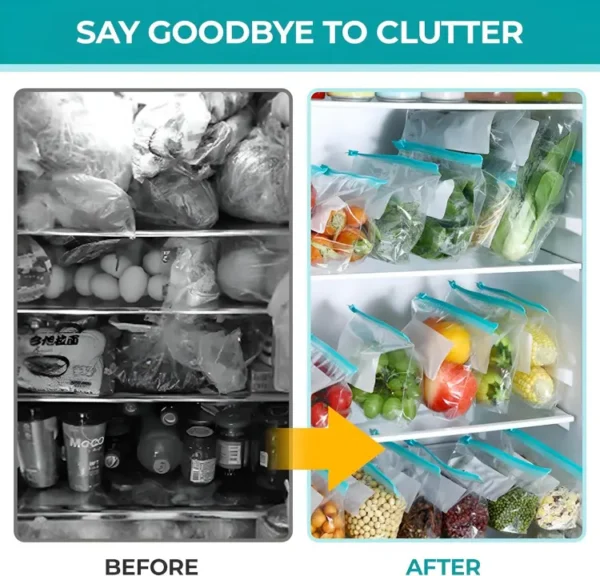 أكياس تخزين الطعام (Freezer Bag): تنظيم الثلاجة قبل وبعد استخدام أكياس تخزين الطعام من Y-Needs
